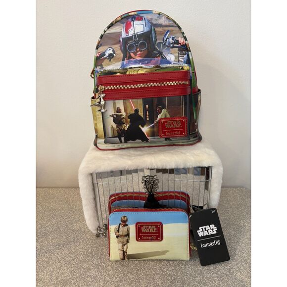 Loungefly Star Wars Phantom Menace Mini Backpack + Zip Around Wallet Bundle NEW - Picture 1 of 15